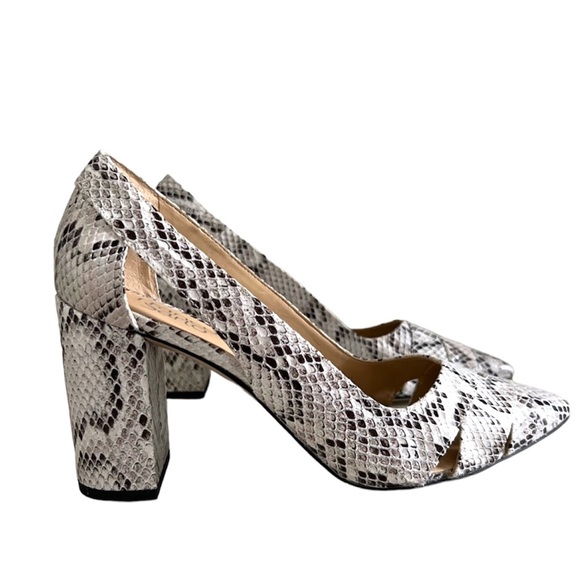 Franco Sarto Shoes - Franco Sarto White & Gray Snake Print Chunky Heels Size 9